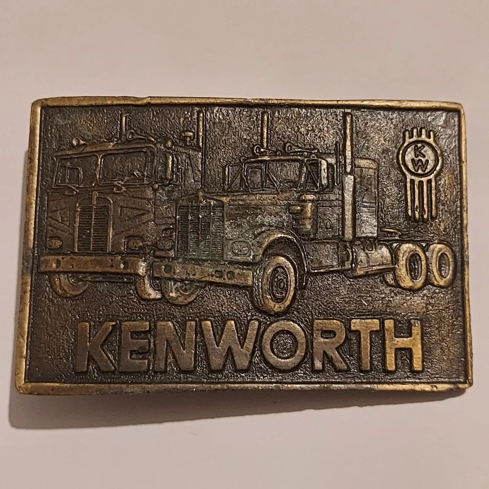 Vintage 1970s Kenworth Truck Cabover Long-Nose 18-Wheeler Belt Buckle 767 Brass